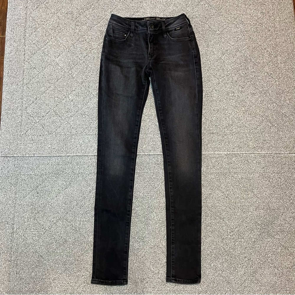 Mavi Gold Alexa Mid Rise Skinny Denim Jeans Womens Size 25 Black Ankle